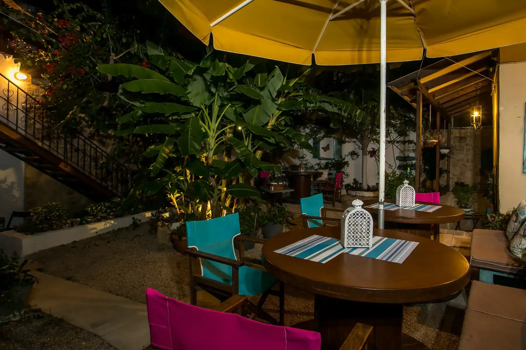 Medieval Inn Garden at night